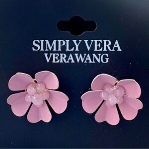 NWT Simply Vera Wang Pink 3D Earrings with Floral Design